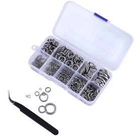 TIOMIOSEA Spring Washers Stainless Steel Set, Washers Locking Rings, Flat Spring Washers Spacer Set, for Tightening Screws, 601 Pieces - M2/M2.5/M3/M4/M5/M6/M8/M10/M12, with 1 Tweezers