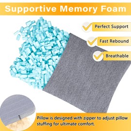 1 MIDDLE ONE 2 Pack Small Pillow, Cooling Memory Foam Mini Pillow 11 X 7 Inches for Sleeping, Travel, Neck, Knee Support, Tiny Cushion for Pet, Dogs (Grey)