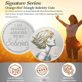 Women's Awakening 1 Year Sobriety Coin, Clean NA AA Chip - Sisters Power One Year Recovery Token for Addiction Support, Non-Religious Sobriety Gifts for Women