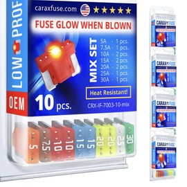 CARAX Low Profile Mini Micro Blade ATT/LP-Mini - 10 pcs. Assortment Kit - Smart Auto Glow Fuse Easy Identification - Mix 10 pcs.