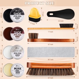ZJoey 17Pcs Leather Shoe Polish Set Travel Boots Shine Care Kit Horsehair Brushes for Men Him Husband Dad (Style A)