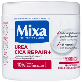 Mixa Cica Repair+ Skin Renewing Cream with 10% Urea and Amino Acids, Urea Cream for Dry, Rough and Uneven Skin on Body, Face and Hands, 1 x 400 ml