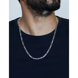 925 Sterling Silver Figaro Chain Necklace 5mm – Sterling Silver Chain for Men and Women, Durable Mens Silver Chain, Hypoallergenic Nickel-Free Silver Necklace, Waterproof, Lobster Clasp, Gift Ready