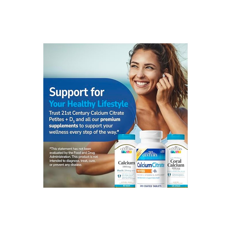 21st Century Calcium Citrate Plus D Maximum Caplets, 120 Count