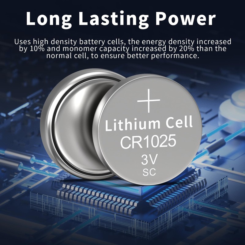 PKCELL 5-Pack CR1025 Lithium Battery 3V CR 1025 Battery, 5-Year