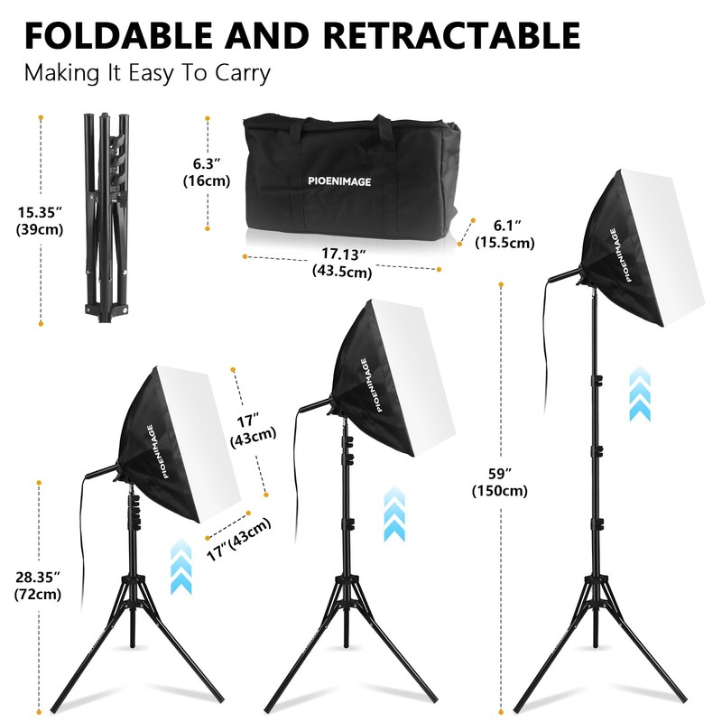 PIOENIMAGE Softbox Lighting Kit, Soft Box Photography Lighting Set with