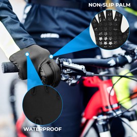 WFX Winter Cycling Gloves Warm Touchscreen Warm gloves Windproof Anti-Slip Fleece Lining Bike Thermal Gloves Running Hiking Cycling Driving and Outdoor Activities for Men Women (Black, L)