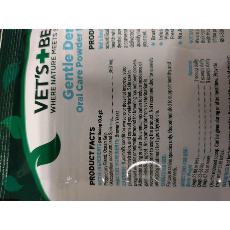 Vet's Best 4*Vets best fresh Breath general Dental Powder, For