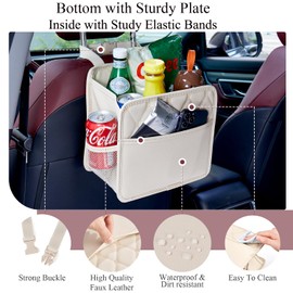 KOHUIJOO Car Seat Organizer, Backseat Car Organizer,2Pack Large Leather Waterproof Car Back Seat Organizer with Cup Holder Over Car Seat & Headrest Organizer Backseat Hanging Car Seat Holder Bags