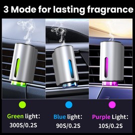 Smart Car Air Freshener Diffuser, 2024 New Three Adjustable Modes Smart Car Diffuser, Rechargeable Intelligent Car Aroma Diffuser with 3 Exclusive 10 ml Fragrances, Auto On/Off Air Diffuser for Car
