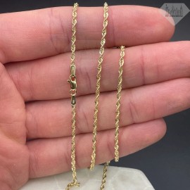 NYC Jewelers Inc REAL Solid 10K Yellow Gold 1.8MM Rope Chain Pendant Necklace Italian Made Gold - 20 in