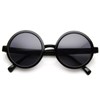 zeroUV Classic Retro Style Shiny Plastic Round Circle Sunglasses (Black