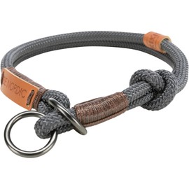 TRIXIE Zug-Stopp BE NORDIC L Dog Collar Dark Grey / Brown - Comfortable Dog Collar for Large and Very Large Dogs with Pull Control - Robust & Elegant - 17281