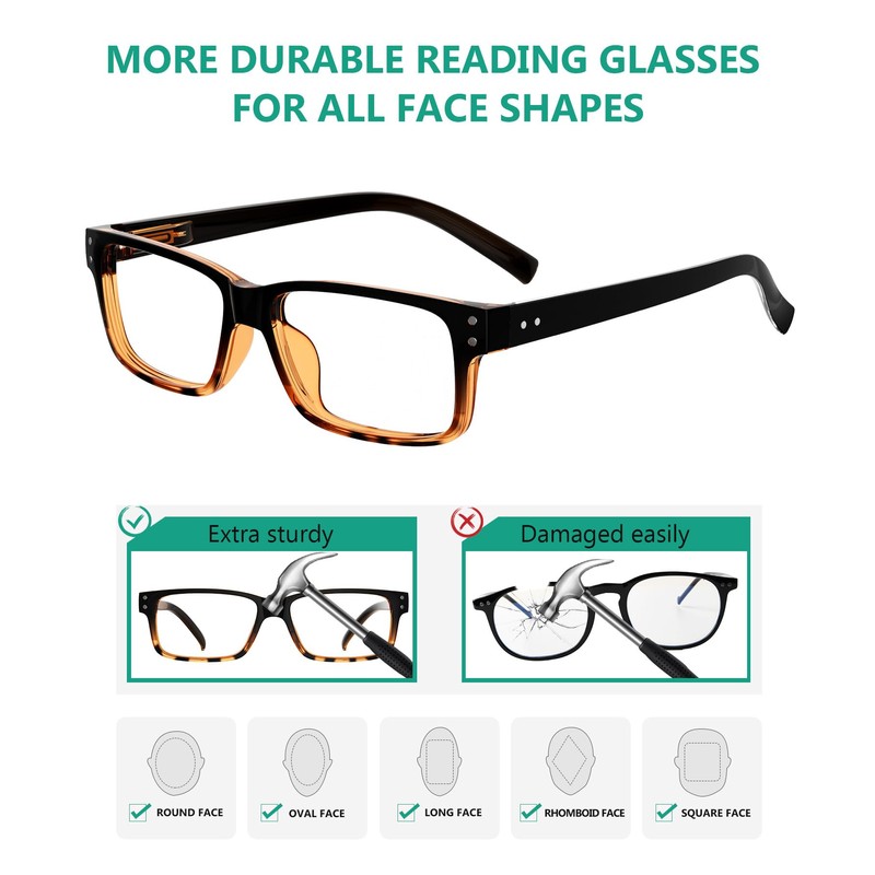 Eyekepper Vintage Reading Glasses for Men - 5 Pack Spring