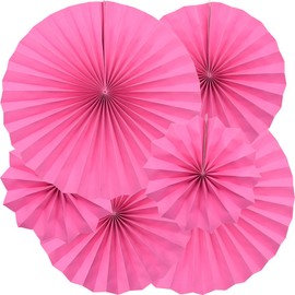 Yosawa 6Pcs Paper Fan Flowers Hanging Paper Fans Decoration for Birthday Wedding Christmas Graduation Theme Party （Rose）