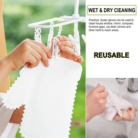 ARAINY Home Disinfection Dust Removal Gloves Microfiber Dusting Gloves 50PC Non-woven Fish Scale Diposible Cleaning Gloves Duster for Car Truck Mirrors Lamp Baseboard