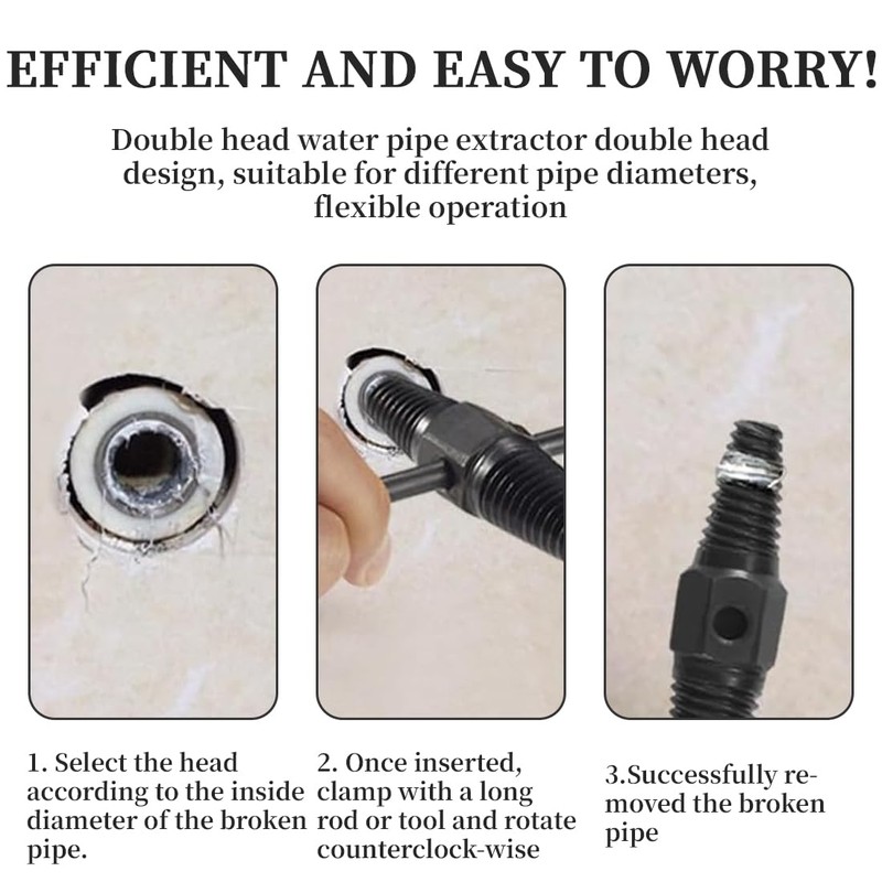 COYUN 2 x Double Head Screw Extractor with Stick, Pipe