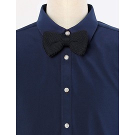 Allegra K Knit Bowtie, Bowtie Ribbon, Wedding, Graduation, Adjustable, Men's, Women's, Black