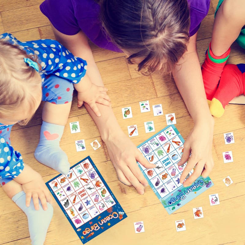 FANCY LAND Ocean Bingo Game 24 Players for Kids Under