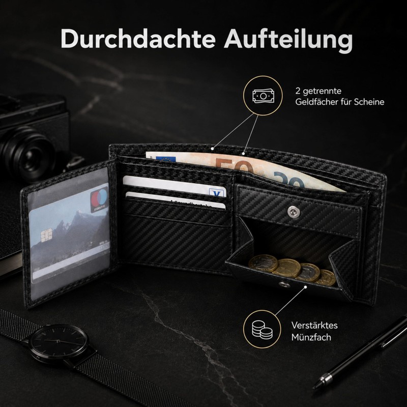 Kronenschein® Premium Men’s Wallet Made of Nappa Leather, RFID Protection,