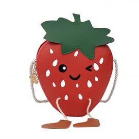 Children's Crossbody Strawberry Bag PU Leather Children's Mini Shoulder Bag Strawberry Leather Bag Fruit-Shaped Mini Shoulder Bag Coin Bag Travel Satchel Small Money Bag