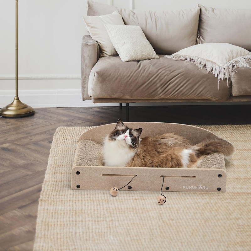 FUKUMARU 26 Inch Cat Scratcher Cardboard Lounge Bed, 2 Reversible