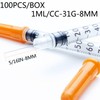 100 Pack 1ml Lab Measuring Tool with 31G 5/16 Inch(8mm),