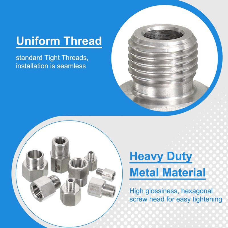 PATIKIL 304 Stainless Steel Forged Pipe Fitting, M12x1.75 Female to