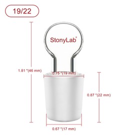 stonylab Glass Hollow Stopper, 1-Pack Borosilicate Glass Penny Head Glass Hollow Stopper with Closed Bottom for 19/22 Outer Joint Glass