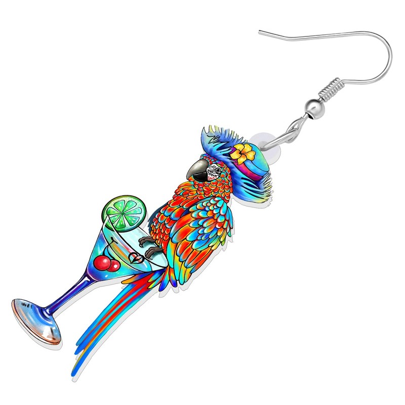 TIZURO Acrylic Cute Parrot Earrings Hawaiian Summer Beach Tropical Birds
