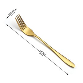 Berglander Gold Table Fork Set with 12 Pieces 20.5 cm, Stainless Steel Fork Set, Forks for Dinner for Home, Restaurant, Daily Food, Easy to Clean and Dishwasher Safe