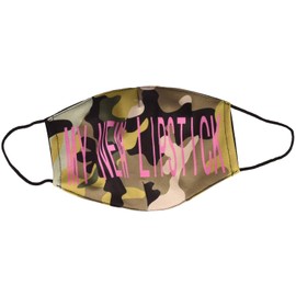 styleBREAKER Women's Fabric Mask, Camouflage My New Lipstick, Double-Layered, Reusable, Washable, Community Mask, 08040006, Colour: Olive-Black/Pink