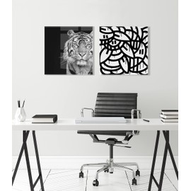 Kate and Laurel x Arm of Casso Collaboration, It Still Don't Matter if You're Black or White Floating Acrylic Art, 23x23, Black and White Abstract Art for Wall