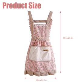 LIUQOBN Cooking Aprons For Women, Aprons For Women Kitchen, Waterproof Widely Applicable Durable Cooking Flower Kitchen (Pink)