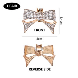 OAAO 2 Pieces Gold Bow Crystal Shoe Buckles, Shoe Jewelry Accessories, Translucent Diamond Shoe Buckles, Removable, Add Elegant Decoration to Women's Wedding Shoe Decoration.