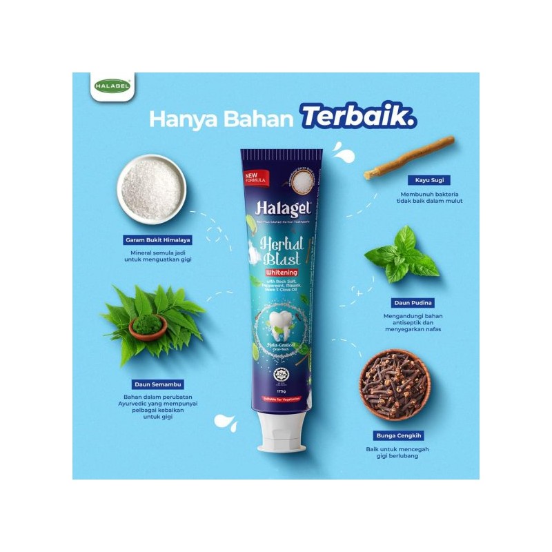 HALAGEL Ubat Gigi Herbal Blast / Herbal Green / Miswakgel