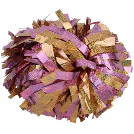 ICOCHEER Cheerleading Pom Poms Metalic Holographic Cheerleader 6 inch 1 Pair 2 Pieces (Pink Gold)