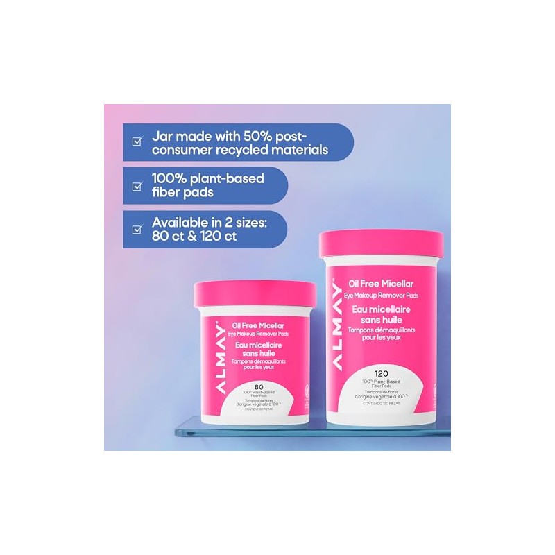 Almay Pads desmaquillantes biodegradable micelerares 80 piezas