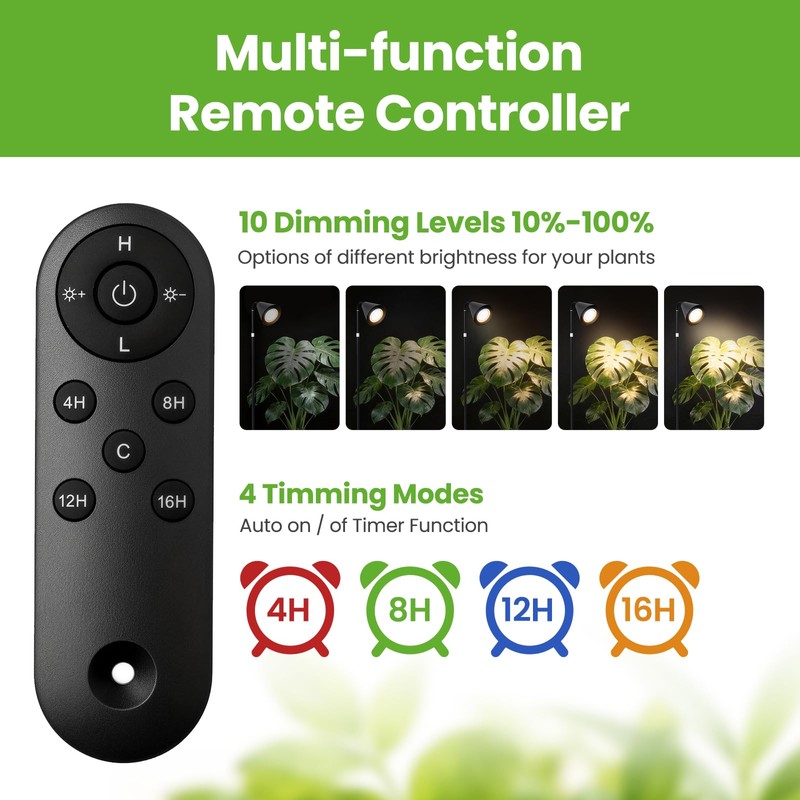Grow Lights Indoor Plants, 20W Full Spectrum, 63in Adjustable Height