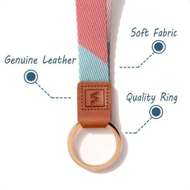 Senlly Lanyard Wristlet Keyring Lanyard Strap, Hand Strap Key Ring with Genuine Leather for Keys, Mobile Phones, Cameras, Charms