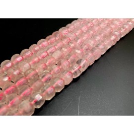 Perfect Gems Natural Rose Quartz Square Cube Faceted Size 7mm Pink Gemstone Beads - PGS262