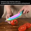 Kitchen Knife Set with Block, 14 Piece Rainbow Titanium Coated