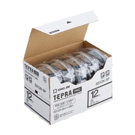 King Jim [Genuine] Tepra PRO Tape Cartridge Eco Pack 5-Pack 0.5 inches (12 mm) White Label/Black Text Length: 26.2 ft. (8 m) SS12K-5P