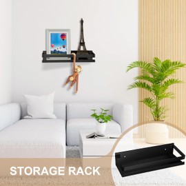Newellsail Duschablage Edelstahl Badezimmer Duschregal Wandmontage Badregal Rechteckiges Lagerung Organizer Regale für Küche Badezimmer Wohnzimmer 30cm (Schwarz)