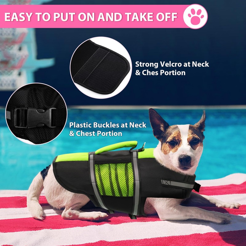 Queenmore Dog Life Jacket Lifesaver Preserver High Buoyancy with Emergency