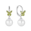 Rocayi Pearl Hoop Huggie Earrings 925 Sterling Silver Butterfly Drop