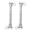 2PCS M8 Thread Stainless Steel Turnbuckle Wire Rope Tensioner Marine