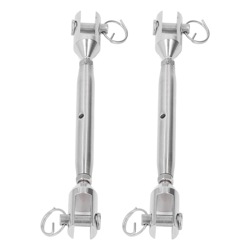 2PCS M8 Thread Stainless Steel Turnbuckle Wire Rope Tensioner Marine