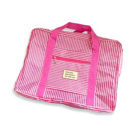 Airlines Under Seat Cabin Bag 45x36x20 - Foldable Travel Duffle Hand Luggage Bag Carryon Luggage Overnight Bag Weekend Bag - Large Capacity Folding Travel Bag for Women and Men 25L (Red Stripe)