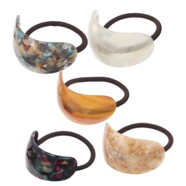 IWOWHERO 5pcs Artistic Elastic Hair Ties for Women Comfortable Ponytail with Unique Decorative Patterns Hair Friendly Thin Bands for Daily Wear and Special Occasions